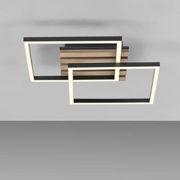 Deckenleuchte AKUSTIKA, Holz-natur, schwarz, modern, drehbar