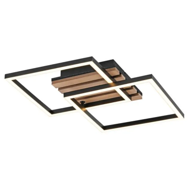 Deckenleuchte AKUSTIKA, Holz-natur, schwarz, modern, drehbar