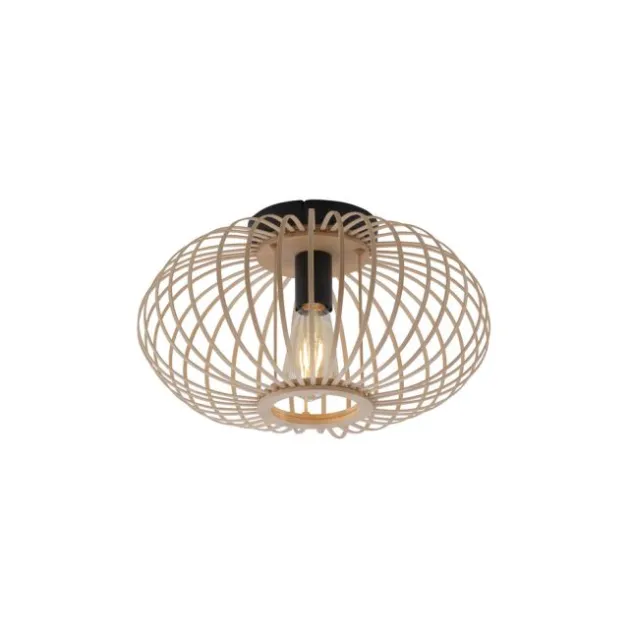Deckenleuchte, Holz, Natur, oval, E27, Retro, Ø 40cm