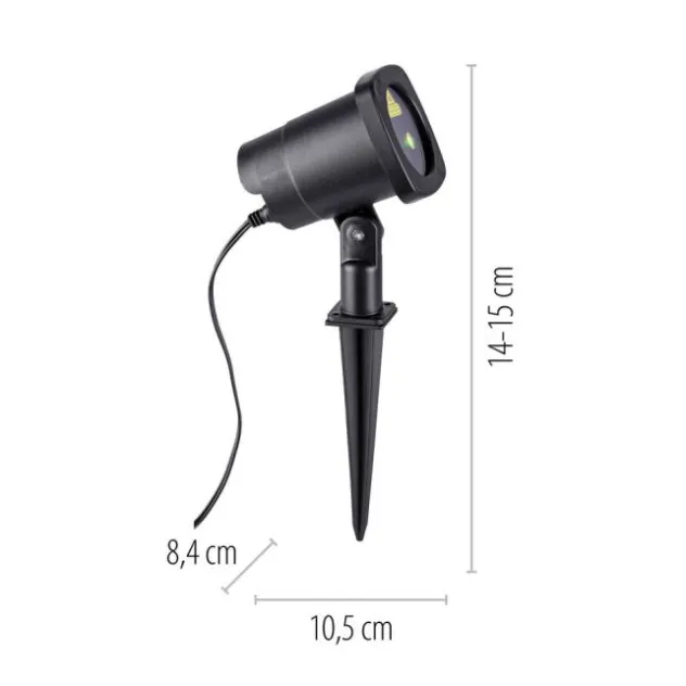 Erdspießleuchte, Laserleuchte, schwarz, IP44, bunte Lichteffekte