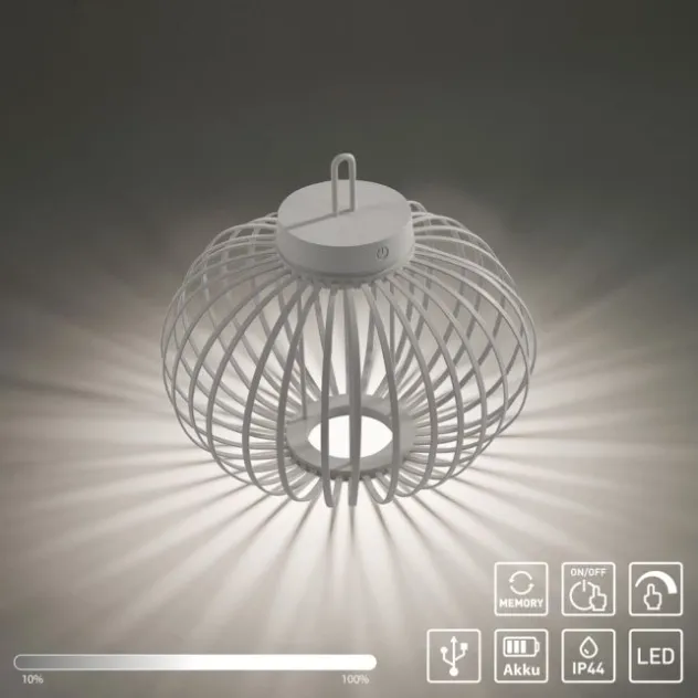 JUST LIGHT Akku Leuchte Gabbia Tisch oder Pendelleuchte, weiß