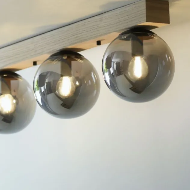 JUST LIGHT LED Deckenleuchte GERDA WIDOW 3-flammig Holz rauchfarben