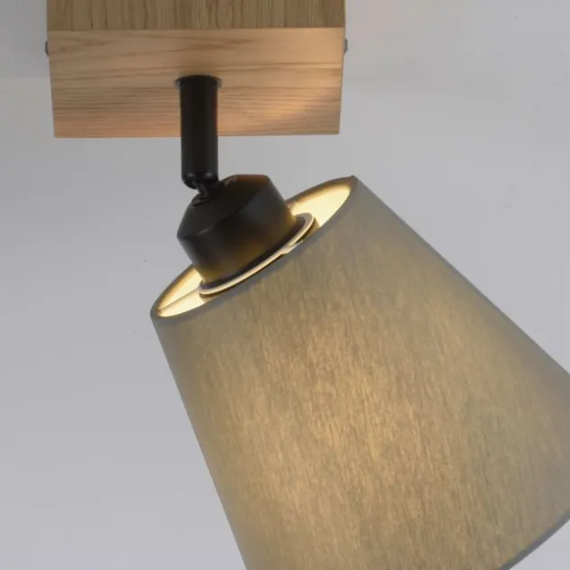JUST LIGHT LED Wandleuchte GERDA MICHEL Holz natur 1-flammig Stoffschirm