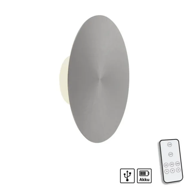 LED Akkuleuchte AKKU 25cm grau Timerfunktion USB dimmbar