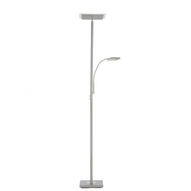 LED Deckenfluter, Leseleuchte, Fernbedienung, dimmbar, stahlfarben