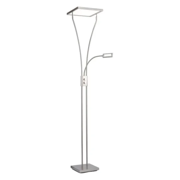 LED Deckenfluter mit Lesearm, modern, dimmbar, Drehdimmer, warmweißes Licht