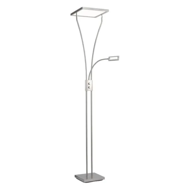 LED Deckenfluter mit Lesearm, modern, dimmbar, Drehdimmer, warmweißes Licht