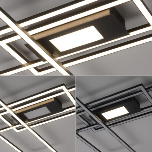 LED Deckenlampe schwarz 99x29cm rechteckig dimmbar Downlight+Sidelight