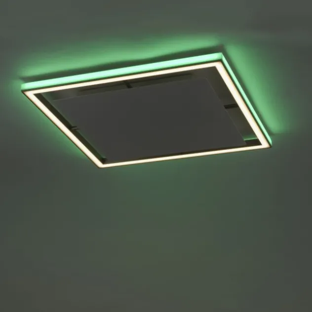 LED-Deckenleuchte, alufarben, Fernbedienung, RGB, CCT, Memory
