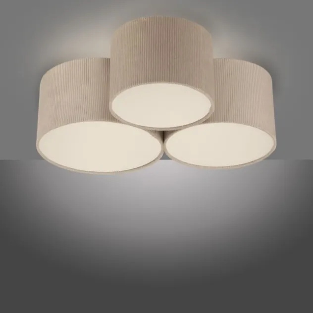 LED Deckenleuchte beige Cord Lampenschirm Schlafzimmer