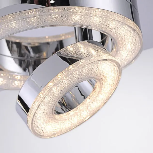 LED-Deckenleuchte, Chrom, 2 schwenkbare Leuchtringe, Design, modern