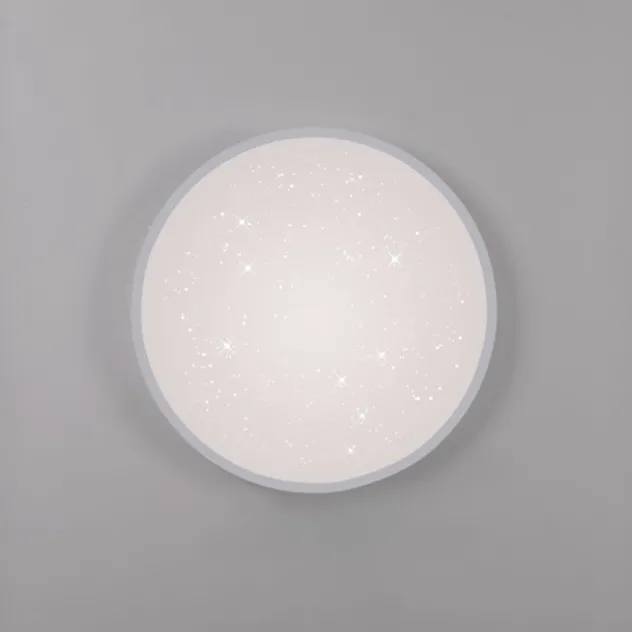 LED Deckenleuchte D=49cm silber Sternenhimmeloptik dimmbar