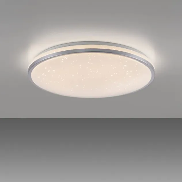 LED Deckenleuchte D=49cm silber Sternenhimmeloptik dimmbar