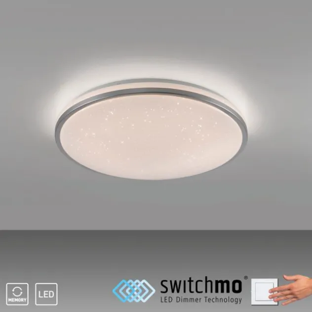LED Deckenleuchte D=49cm silber Sternenhimmeloptik dimmbar
