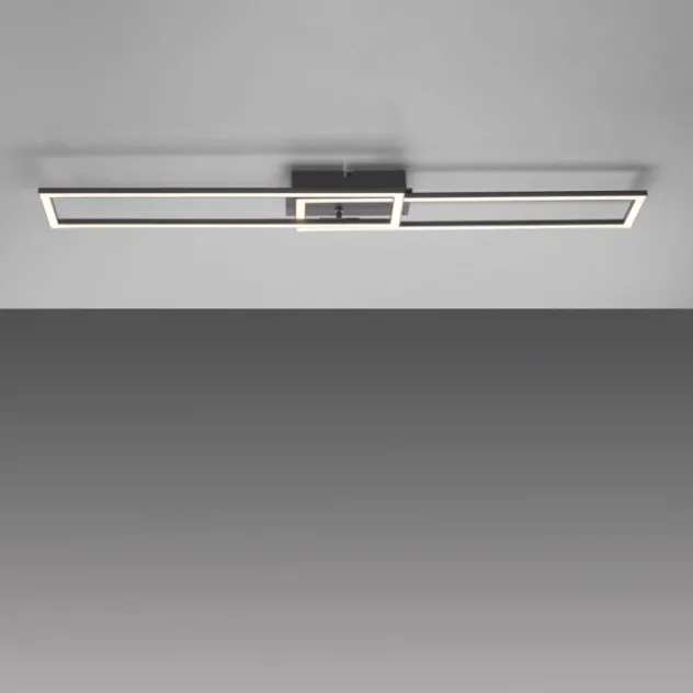 LED Deckenleuchte flach längliche Rahmen schwarz warmweiß 3 Stufen Dimmung