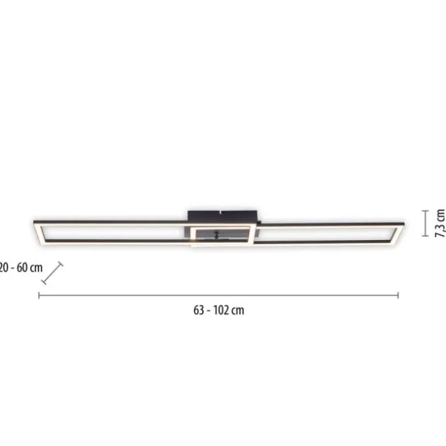 LED Deckenleuchte flach längliche Rahmen schwarz warmweiß 3 Stufen Dimmung