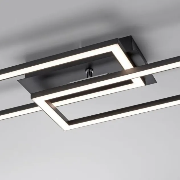 LED Deckenleuchte flach längliche Rahmen schwarz warmweiß 3 Stufen Dimmung