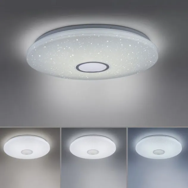 LED Deckenleuchte, Nachthimmel Optik, dimmbar, rund, Fernbedienung, modern