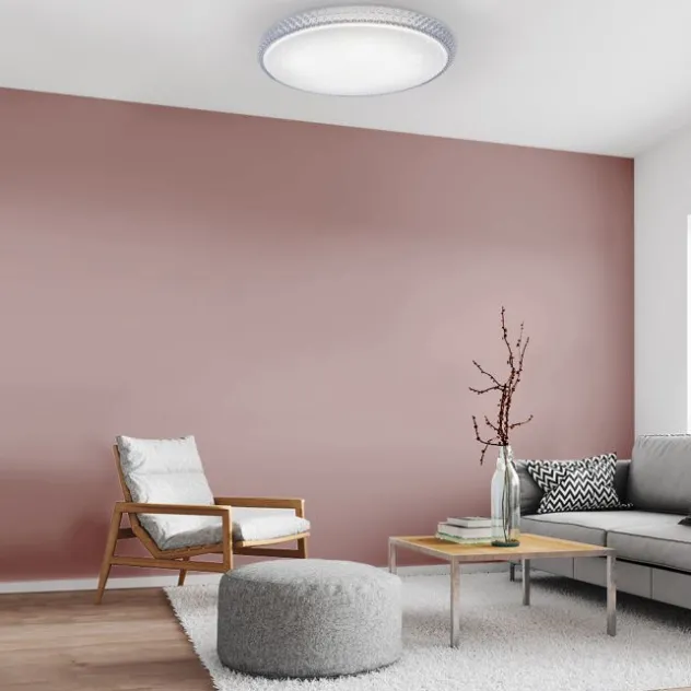 LED-Deckenleuchte, rund, Sternenhimmeloptik, CCT, Ø 60cm, Kristallrand
