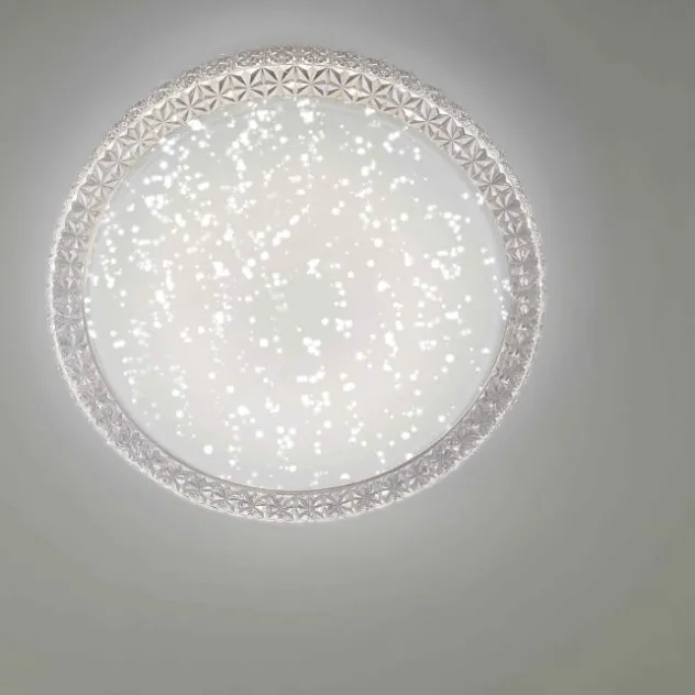 LED-Deckenleuchte, rund, Sternenhimmeloptik, CCT, Ø 60cm, Kristallrand