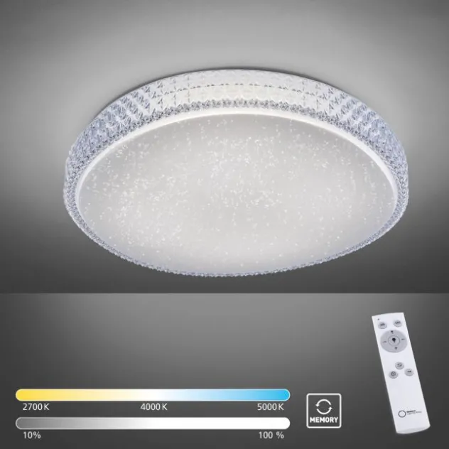 LED-Deckenleuchte, rund, Sternenhimmeloptik, CCT, Ø 60cm, Kristallrand