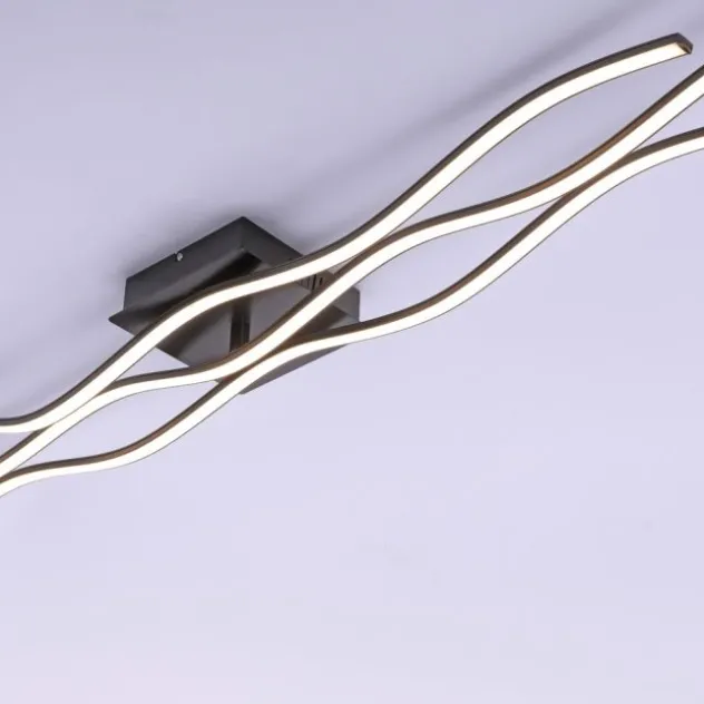 LED-Deckenleuchte, schwarz, Wellendesign, 139,5cm lang, modern