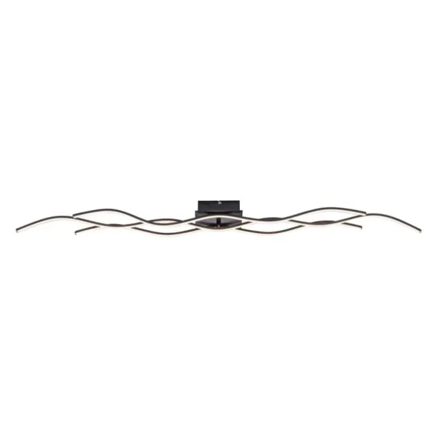 LED-Deckenleuchte, schwarz, Wellendesign, 139,5cm lang, modern