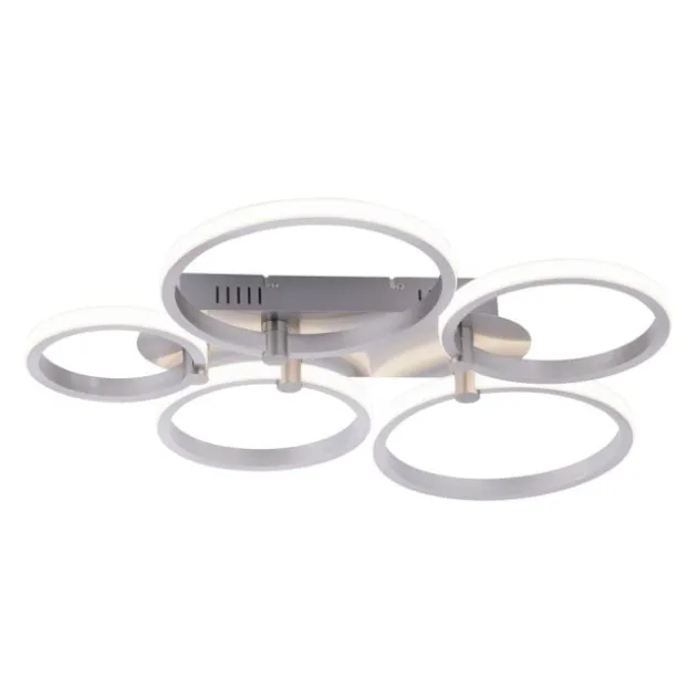 LED Deckenleuchte silber 5-flammig, modern, Ring, futuristisch