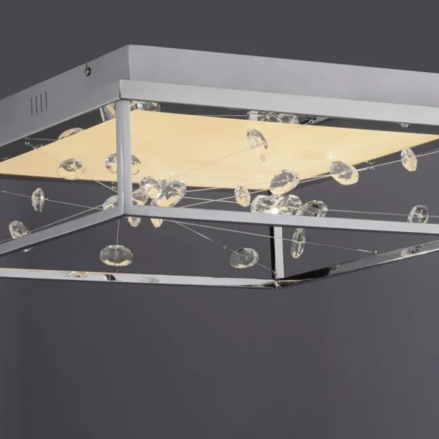 LED Deckenleuchte SKINA, chrom, quadratisch dimmbar, Funk-Fernbedienung