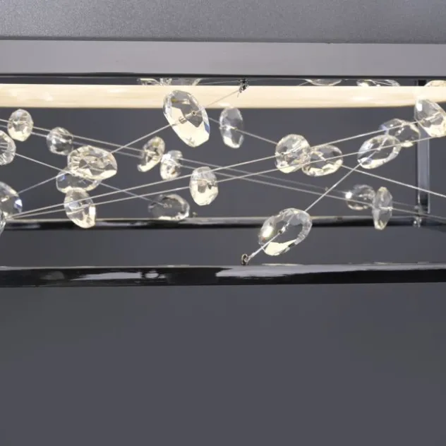 LED Deckenleuchte SKINA, chrom, quadratisch dimmbar, Funk-Fernbedienung