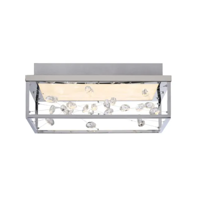 LED Deckenleuchte SKINA, chrom, quadratisch dimmbar, Funk-Fernbedienung