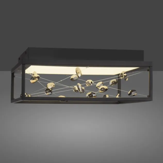 LED Deckenleuchte SKINA, schwarz, quadratisch, dimmbar, Funk-Fernbedienung, Memory