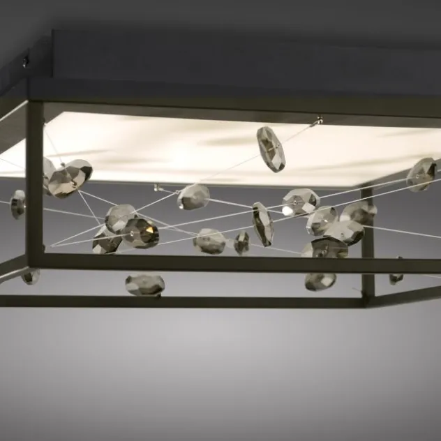 LED Deckenleuchte SKINA, schwarz, quadratisch, dimmbar, Funk-Fernbedienung, Memory