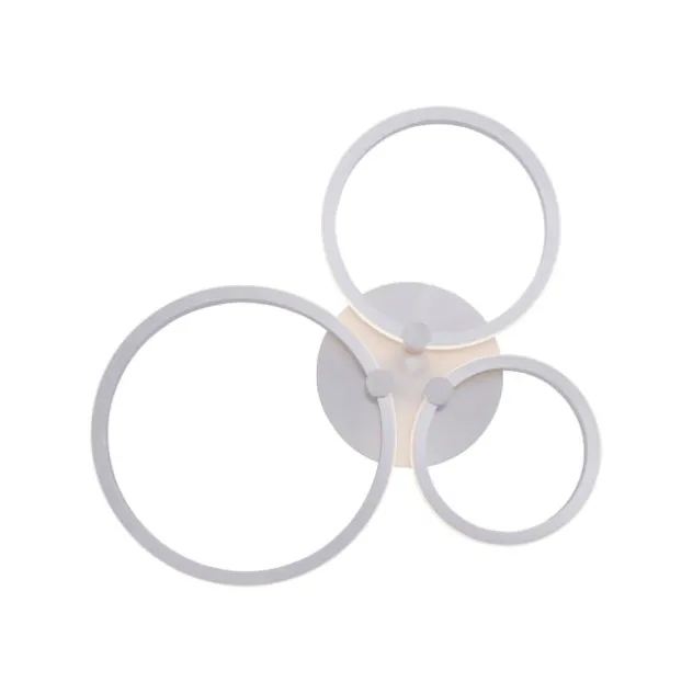 LED Deckenleuchte, stahlfarben, 3 Lichtringe, modern, rund, design