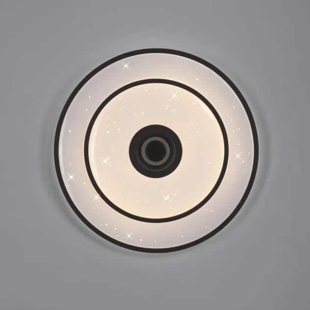 LED Deckenleuchte TURANUS, schwarz, rund, D 50 cm, Sternenhimmel