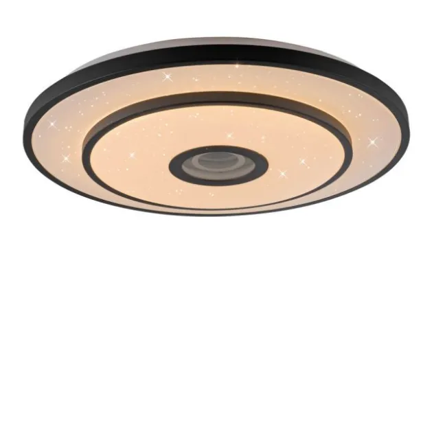 LED Deckenleuchte TURANUS, schwarz, rund, D 50 cm, Sternenhimmel