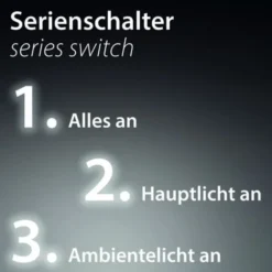 LED-Deckenleuchte, weiß, rund, kreisförmige Grafik, Serienschalter, modern