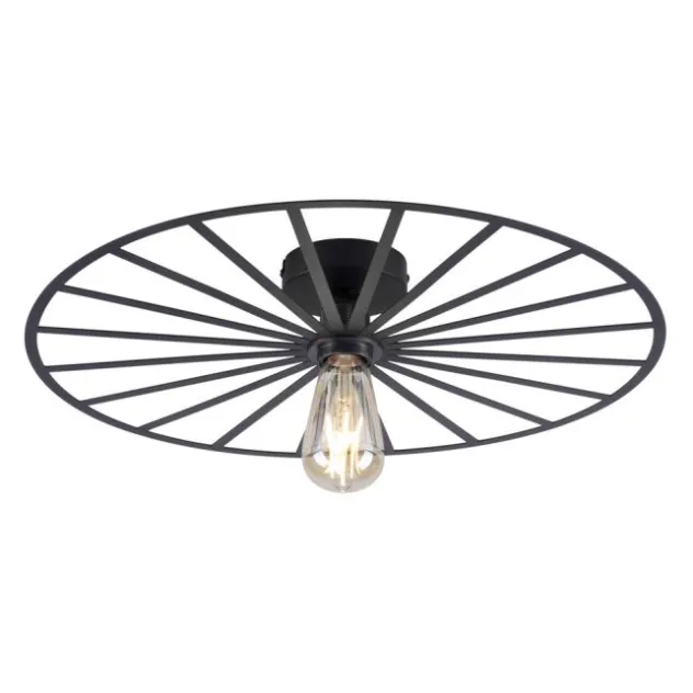 LED Deckenleuchte 50x50 matt schwarz farbig rund Speichenoptik Wandlampe