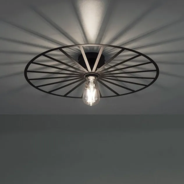 LED Deckenleuchte 50x50 matt schwarz farbig rund Speichenoptik Wandlampe