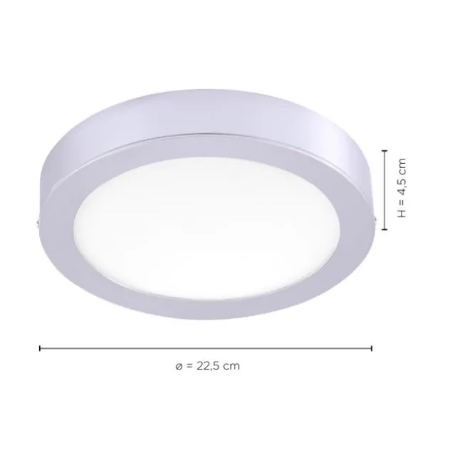 LED-Einbauleuchte in silber und rund mit warmweißer Lichtfarbe mit Dimmfunktion
