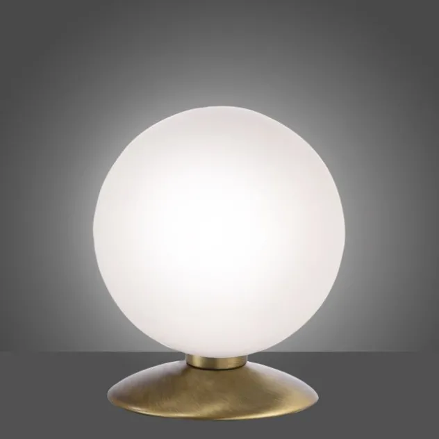 LED-Kugelleuchte, altmessing warmweiß, Touchdimmer, blendfrei, Opalglas