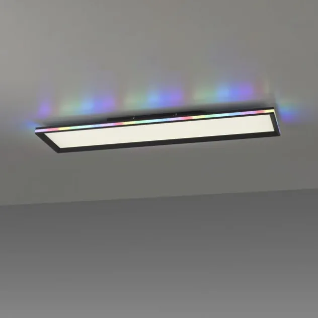 LED Panel, Deckenleuchte, flach,dimmbar, schwarz, mit RGB Laufbandumrandung