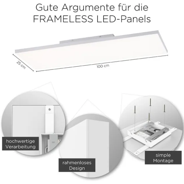 LED-Panel, rahmenlos, 100x25cm, weiß, ultraflach, CCT, rechteckig