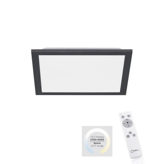 LED Panel, Rahmen schwarz, dimmbar, CCT Farbsteuerung, quadratisch, modern
