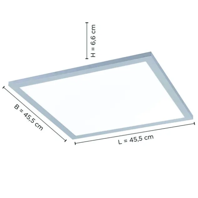 LED Panel Rahmen silberfarbig, 45,5x45,5cm, Fernbedienung, platzsparend