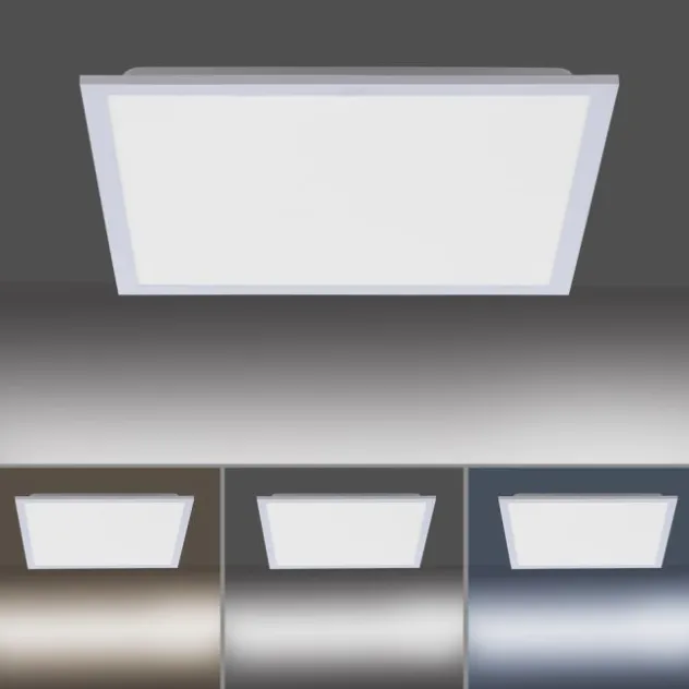 LED Panel Rahmen silberfarbig, 45,5x45,5cm, Fernbedienung, platzsparend