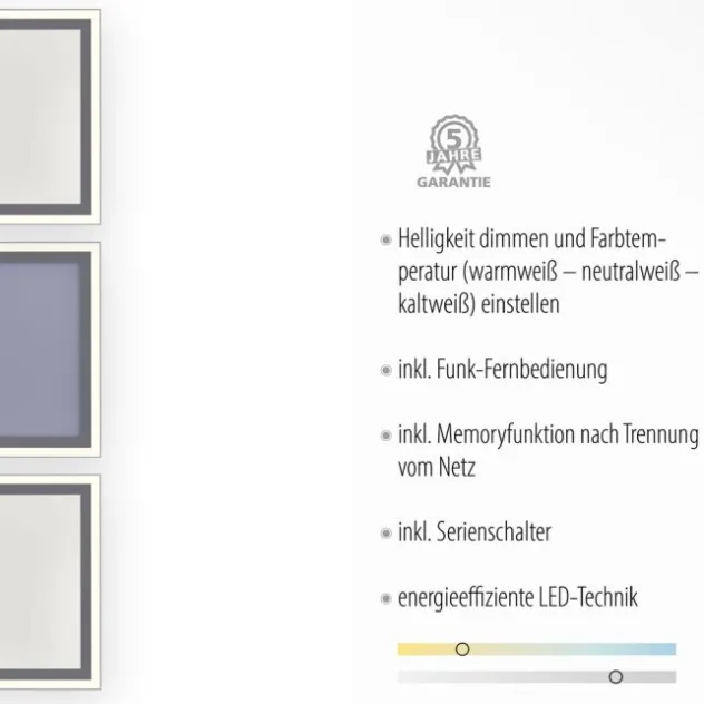 LED Panel, weiß, 121x31cm, Serienschalter, dimmbar, blendfrei