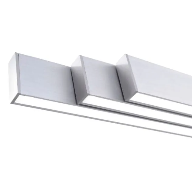 LED-Pendelleuchte, aluminiumfarben, lineare Form, verstellbare Leuchtkörper