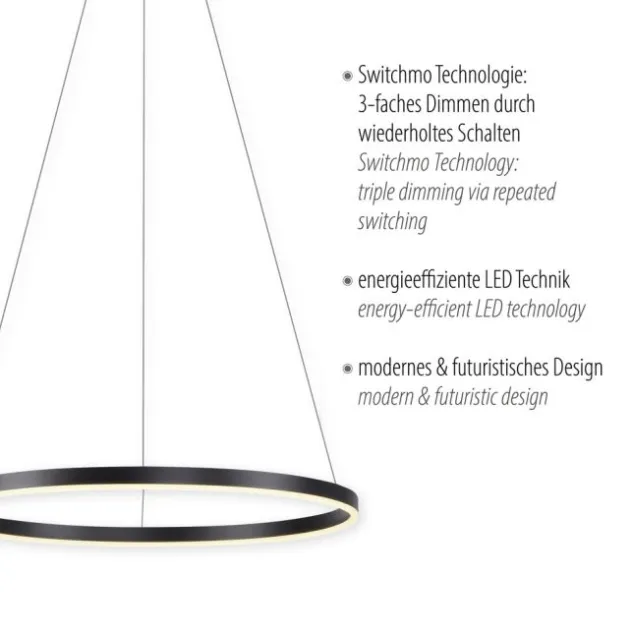 LED Pendelleuchte anthrazit rund Ø60cm dimmbar Switchmo warmweiß