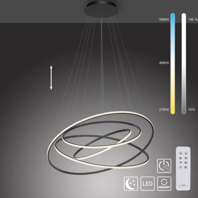 LED Pendelleuchte anthrazit dimmbar CCT Memoryfunktion höhenverstellbar